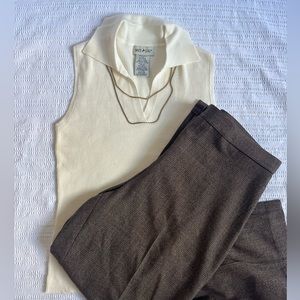 White Stag Ribbed Knit Cream Collared Tank Top